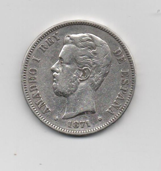 AMADEO I DEL AÑO 1871* 75 DE 5 PESETAS